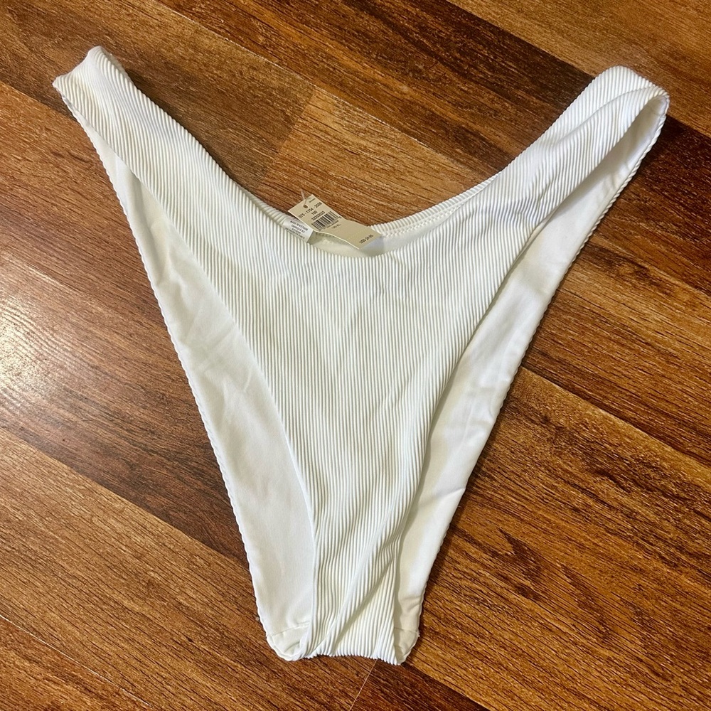 Aerie Ribbed Cheeky White Bikini Bottom